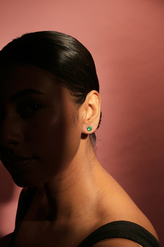 Floral emerald jacket earrings