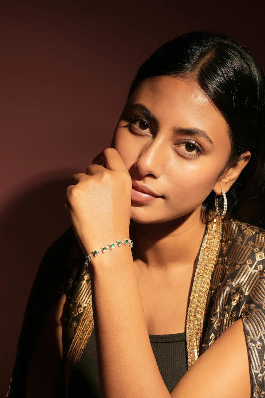 Emerald lotus bracelet