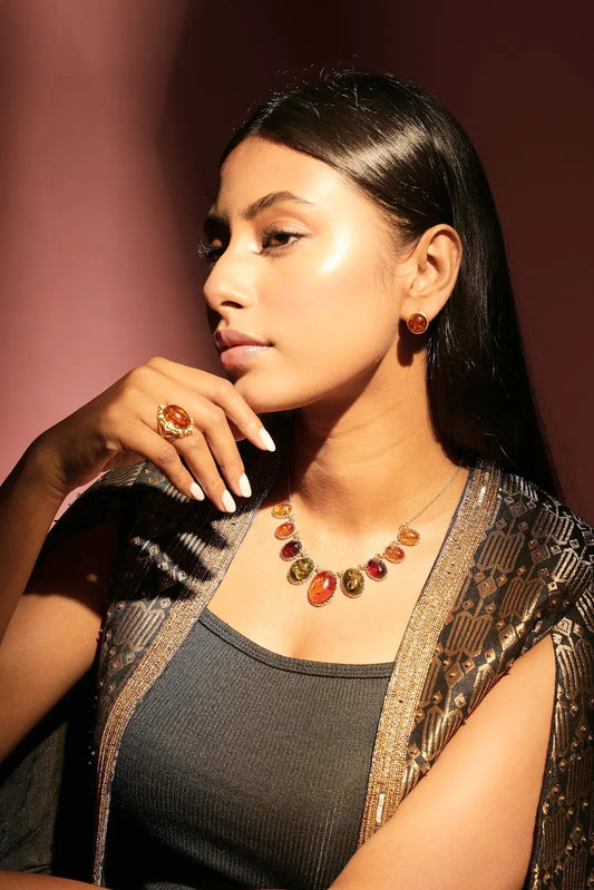 Amber gold necklace