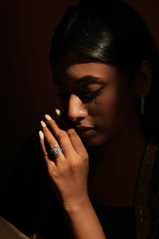 Diamond embrace jacket ring