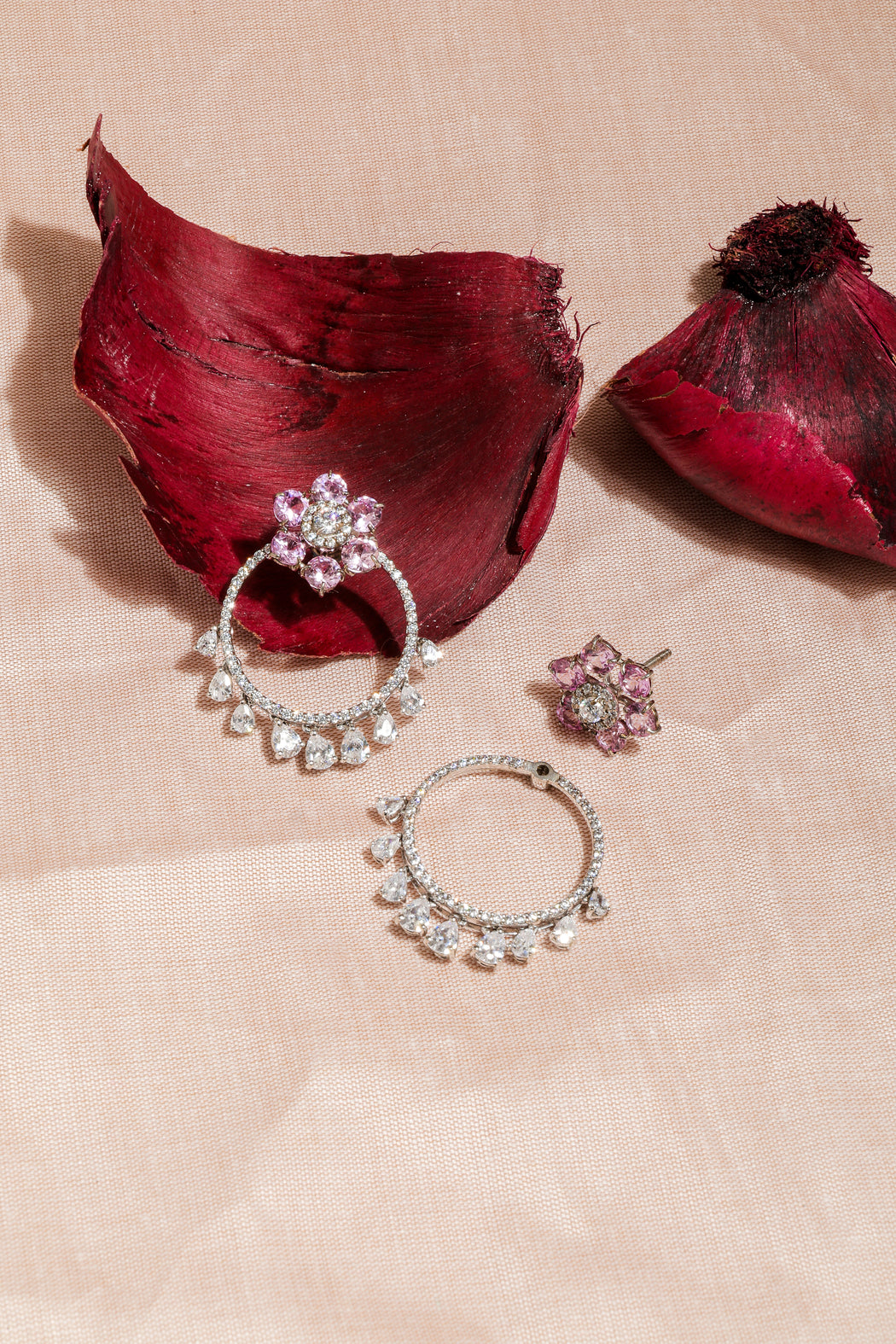 Rose halo detachable earrings