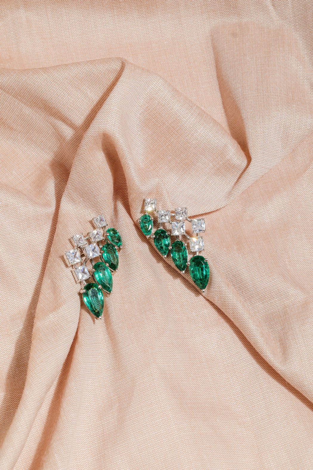 Emerald cascade earrings